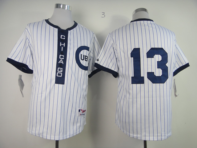 Men Chicago Cubs 13 Castro White Throwback 1909 MLB Jerseys